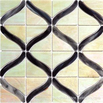 Crystal Glass Mosaics Tile, Mix Black and Beige Color, Special Shape, Sized 300 x 300mm